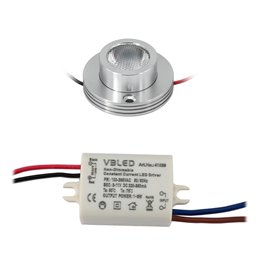 VBLED - LED-Lampe, LED-Treiber, Dimmer online beim Hersteller kaufen|4er Set 1W Mini Aufbau-Strahler Rotier- & Schwenkbar 80lm warmweiß mit 6W 12VDC Netzteil