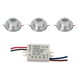 SET of 3 "ENORA" 7W RGBW 12V ceiling spotlights with IR remote control and transformer