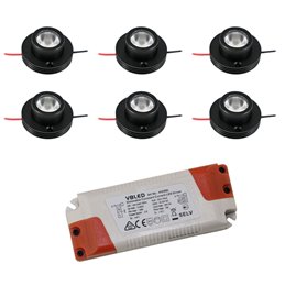 VBLED - LED-Lampe, LED-Treiber, Dimmer online beim Hersteller kaufen|1W Mini LED Aufbaustrahler "Alyana" schwarz 12VDC 3000K