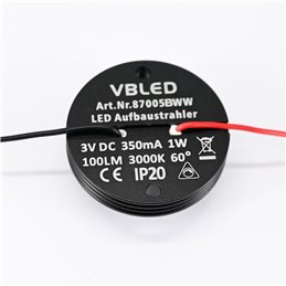 KIT of 6 - 1W LED surface mounted spotlight "CYLINDRO" ceiling spot black 3V 350 3000K