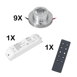 SET of 2 Mini LED ceiling spot 12VDC 3W 3000K "ESKINAR" swivelling with LED transformer