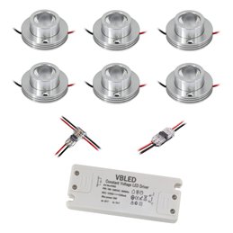 SET di 2 Mini spot LED da soffitto 12VDC 3W 3000K "ESKINAR" orientabili con trasformatore LED