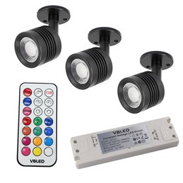 VBLED - LED-Lampe, LED-Treiber, Dimmer online beim Hersteller kaufen|3er SET Decken-Spot "ENORA" 7W RGBW 12V mit IR Fernbedienun und Trafo