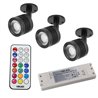 SET of 3 "ENORA" 7W RGBW 12V ceiling spotlights with IR remote control and transformer
