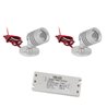 SET of 2 Mini LED ceiling spot 12VDC 3W 3000K "ESKINAR" swivelling with LED transformer