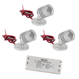 1W Mini LED Surface Mounted Spotlight "Alyana" black 12VDC 3000K