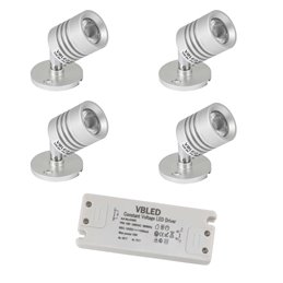 VBLED - LED-Lampe, LED-Treiber, Dimmer online beim Hersteller kaufen|1W Mini LED Aufbaustrahler "Alyana" schwarz 12VDC 3000K