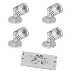 VBLED - LED-Lampe, LED-Treiber, Dimmer online beim Hersteller kaufen|3er SET Mini LED Deckenspot 12VDC 3W 3000K "ESKINAR" schwenkbare mit LED Trafo