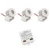 Set of 3 1W Mini Surface Mounted Spotlights Rotating & Swivelling 80lm warm white with 6W 12VDC power supply unit