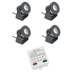 1W Mini LED Surface Mounted Spotlight "Alyana" black 12VDC 3000K