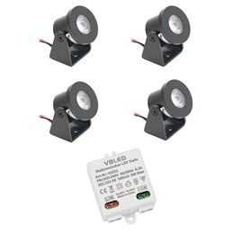 KIT of 4 - 1W LED surface mounted spotlight "CYLINDRO" Ceiling spot 3V 3000K