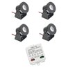Set of 4 1W Mini Surface Mounted Spotlights Rotating & Swivelling 80lm warm white with 6W 12VDC power supply unit