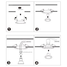 Telaio di montaggio per LED in alluminio - aspetto cromato - rotondo - lucido - girevole