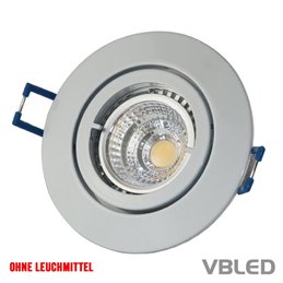 Montatura per LED in alluminio - ottica bianca - rotonda - lucida - orientabile