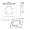 LED montageframe van aluminium - chroom - hoekig - glanzend - draaibaar