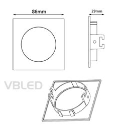 VBLED - LED-Lampe, LED-Treiber, Dimmer online beim Hersteller kaufen|LED Einbaurahmen aus Aluminium - silber - eckig - gebürstet - schwenkbar