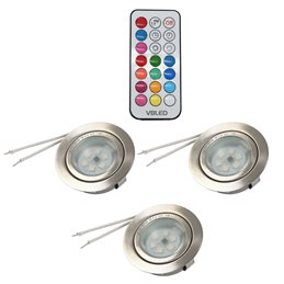 Set di 4 faretti da incasso LED 12VDC 3W 3000K bianco caldo alluminio Apparecchio per mobili da incasso