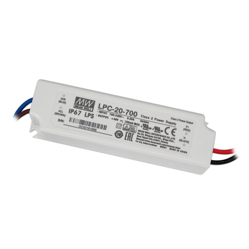 Driver LED 700mAAlimentatore GPC LED, 21W, 700 mA, 9-30 V DC, IP67