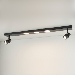 Plafón LED "Doculus" 2 llamas 35W RGBW, redondo, aluminio/negro con mando a distancia por infrarrojos