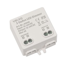 Set di 3 faretti da incasso a LED con dimmer LED a 3 livelli 12VDC 3W 3000K bianco caldo apparecchio per mobili da incasso in al