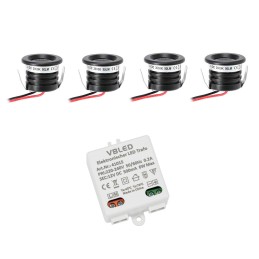 VBLED - LED-Lampe, LED-Treiber, Dimmer online beim Hersteller kaufen|4er-Set LED Aluminium Mini Einbaustrahler 3000K mit dimmbar LED Trafo - Schwarz