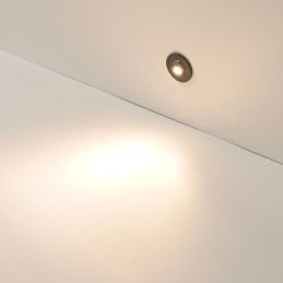 1W LED Mini Recessed Spot - "FOCOS" Minispot - 12V DC - IP20 - 3000K - Swivel - Black