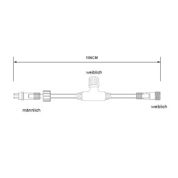 Conector en T para el Sistema Gartus IP65 106cm 12V para uso en exteriores