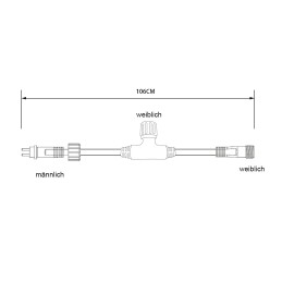 Connecteur en T pour le système Gartus IP65 106cm 12V pour usage extérieur