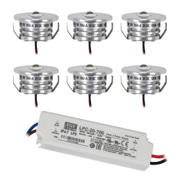 Set of 4 1W Mini LED recessed spotlights warm white with power supply unit