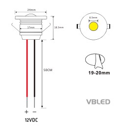 Set of 4 1W LED mini recessed spotlights IP65 warm white with RF radio driver 12V and remote control