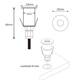 VBLED - LED-Lampe, LED-Treiber, Dimmer online beim Hersteller kaufen|Mini Bodeneinbaustrahler - 6000K kaltweiß - 12V