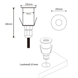 Mini Bodeneinbaustrahler - 6000K kaltweiß - 12V