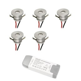 Set van 4 LED Aluminium Mini Inbouwspots 3000K met 6W LED Transformator - Zwart