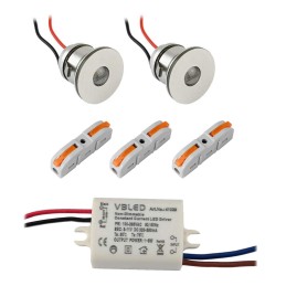 mini Spot encastré LED 1W - Minispot "FOCOS" - 12V DC - IP20 - 3000K - Orientable - Noir