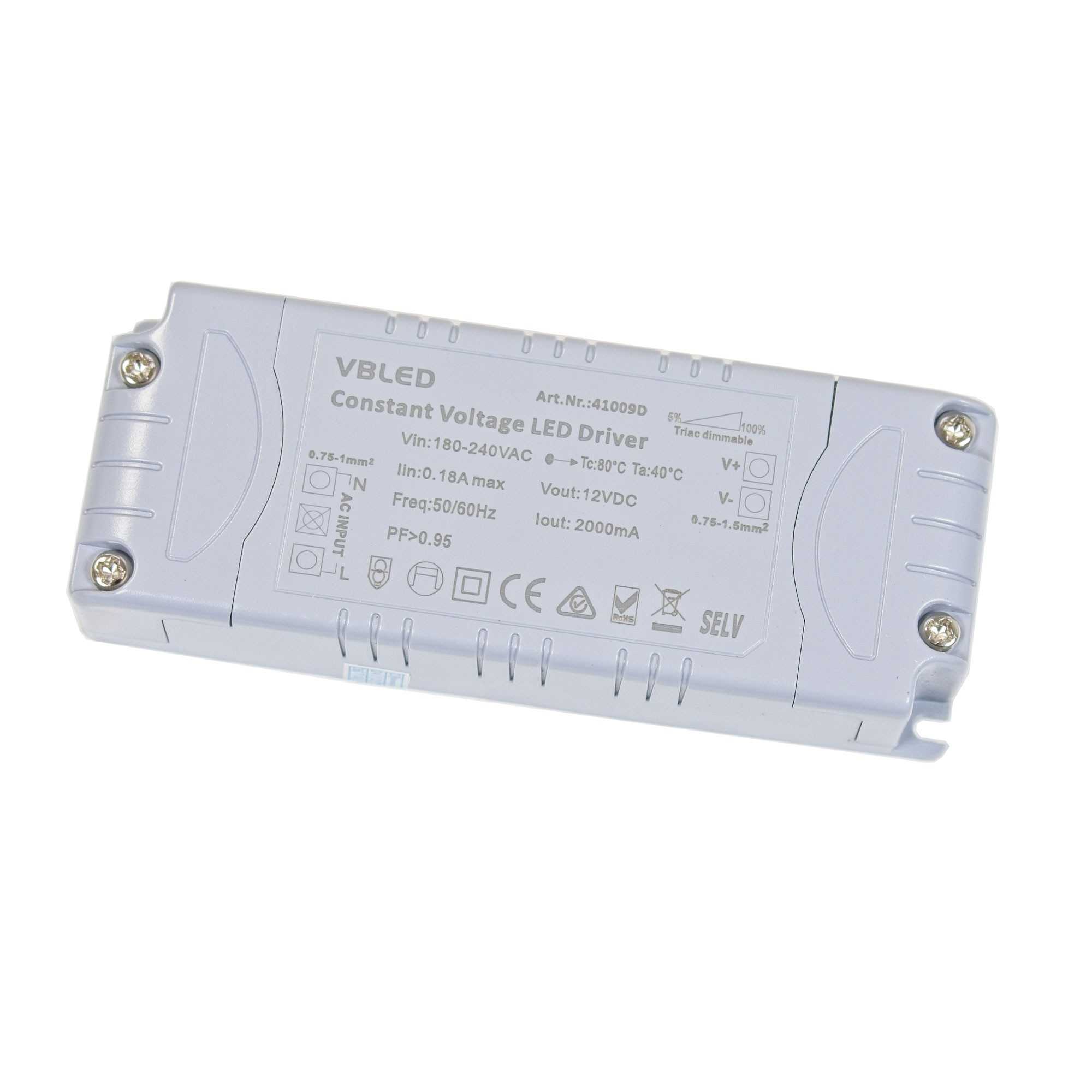 Controlador LED regulable – Fuente de alimentación de voltaje constante de 24W con salida de 12VDC Controlador LED regulable – Fuente de alimentación de voltaje constante de 24W con salida de 12VDC