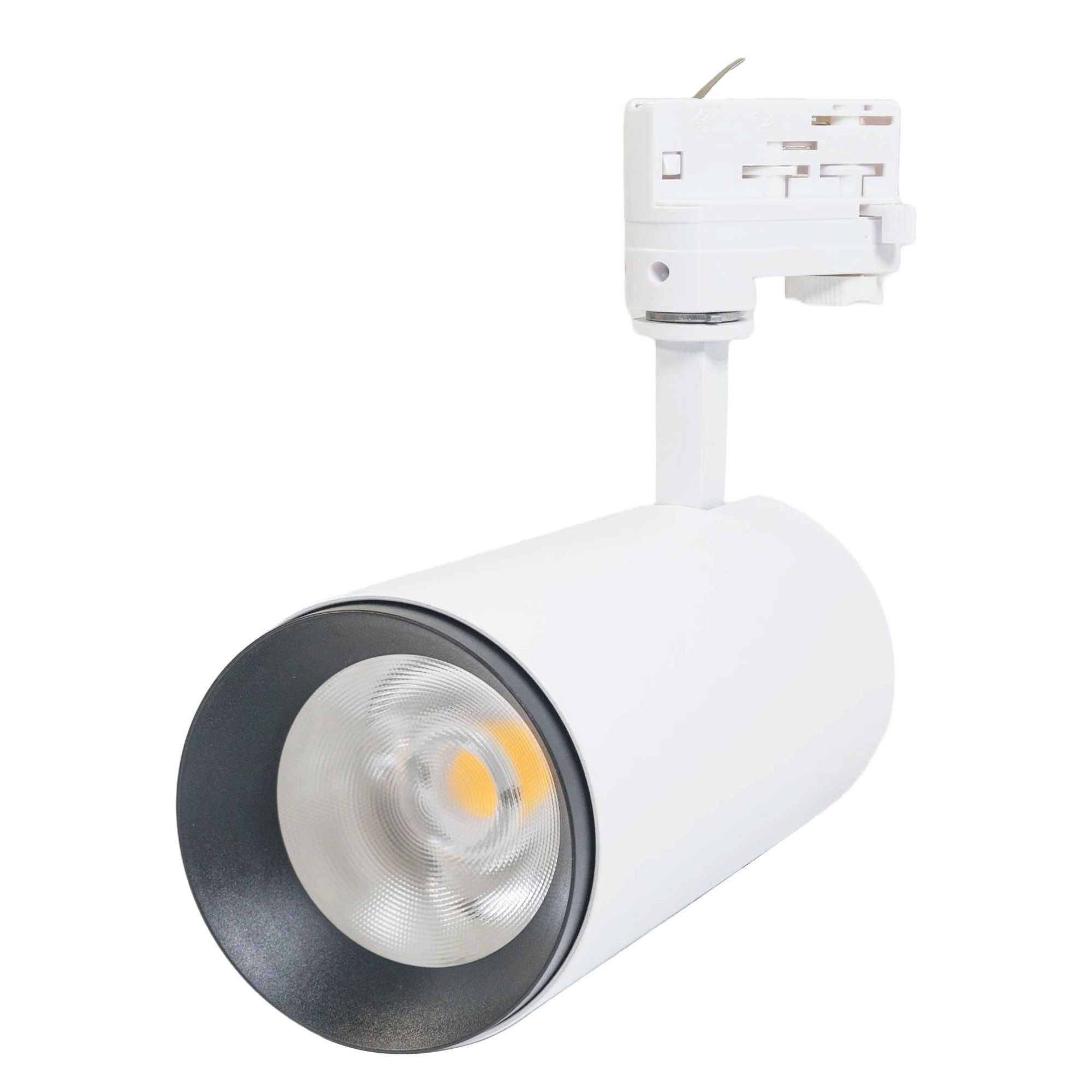 Verstelbare anti-verblindende COB LED railspot – 4000K, 60° bundel, 4000lm, witte behuizing Verstelbare anti-verblindende COB LED railspot – 4000K, 60° bundel, 4000lm, witte behuizing