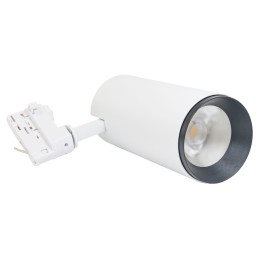 Verstelbare anti-verblindende COB LED railspot – 4000K, 60° bundel, 4000lm, witte behuizing
