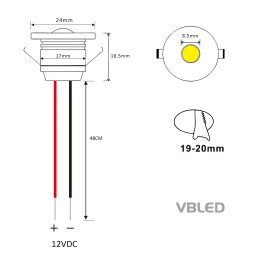 1W VBLED LED Mini recessed spotlight "ALDYNE" black - 12VDC - IP65 - 3000K