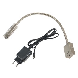 LED Reading Light - 3W Dimmable 3000K - 40cm Flexible Arm - Built-in USB Phone Charging Port