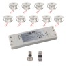 Set di 9 mini faretti da incasso da 3W 3000K "NOVOS", incluso trasformatore LED e connettore
