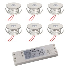 4 KIT "VISUM" 1W Recessed Mini Spot IP65 Warm White Incl. 6W LED Transformer