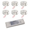 Set di 6 mini faretti da incasso 3W "NOVOS" bianco caldo 3000K 12V DC Bianco caldo Incl. trasformatore LED
