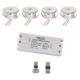 4 KIT "VISUM" 1W Recessed Mini Spot IP65 Warm White Incl. 6W LED Transformer