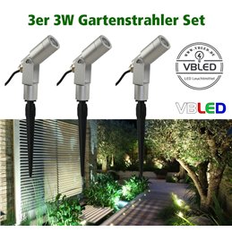 Set di faretti da giardino da 3W "Flavius" bianco caldo 12V argento