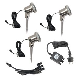 VBLED - LED-Lampe, LED-Treiber, Dimmer online beim Hersteller kaufen|3er SET "Werios" Gartenstrahler 12V AC mit MR16 LED Leuchtmittel 5W 3000K