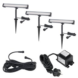 Set of 3 LED garden spotlights, swivelling with ground spike 12VAC/DC 5.5W 3000K