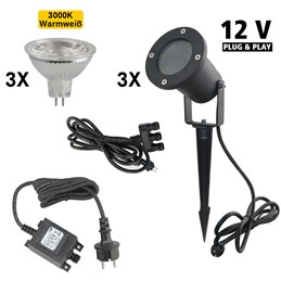 VBLED - LED-Lampe, LED-Treiber, Dimmer online beim Hersteller kaufen|3er KIT 5W LED Garten Strahler IP65 12VAC EZDIM 3-Stufendimmer 400Lumen 3000K