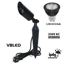 LED Garden Spotlight with 3.5W GU10 LED Bulb Black