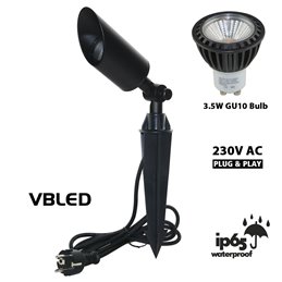 VBLED LED pond floodlight "Stagnum" 12V IP65 aluminium black (MR16 LED bulb changeable)
