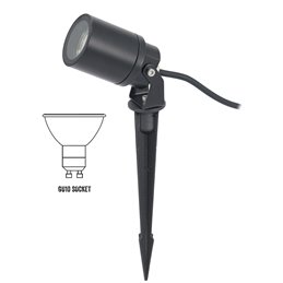 Garden spotlight with ground spike round black for GU10 bulb